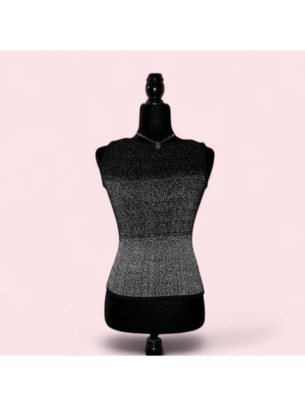Black Sparkly H&M Hennes Patterned Going Out Top 2K